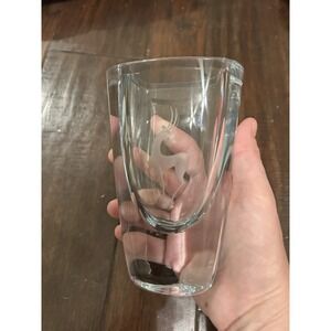 Vintage STROMBERGSHYTTAN Sweden Crystal Vase Etched Deer Design Signed